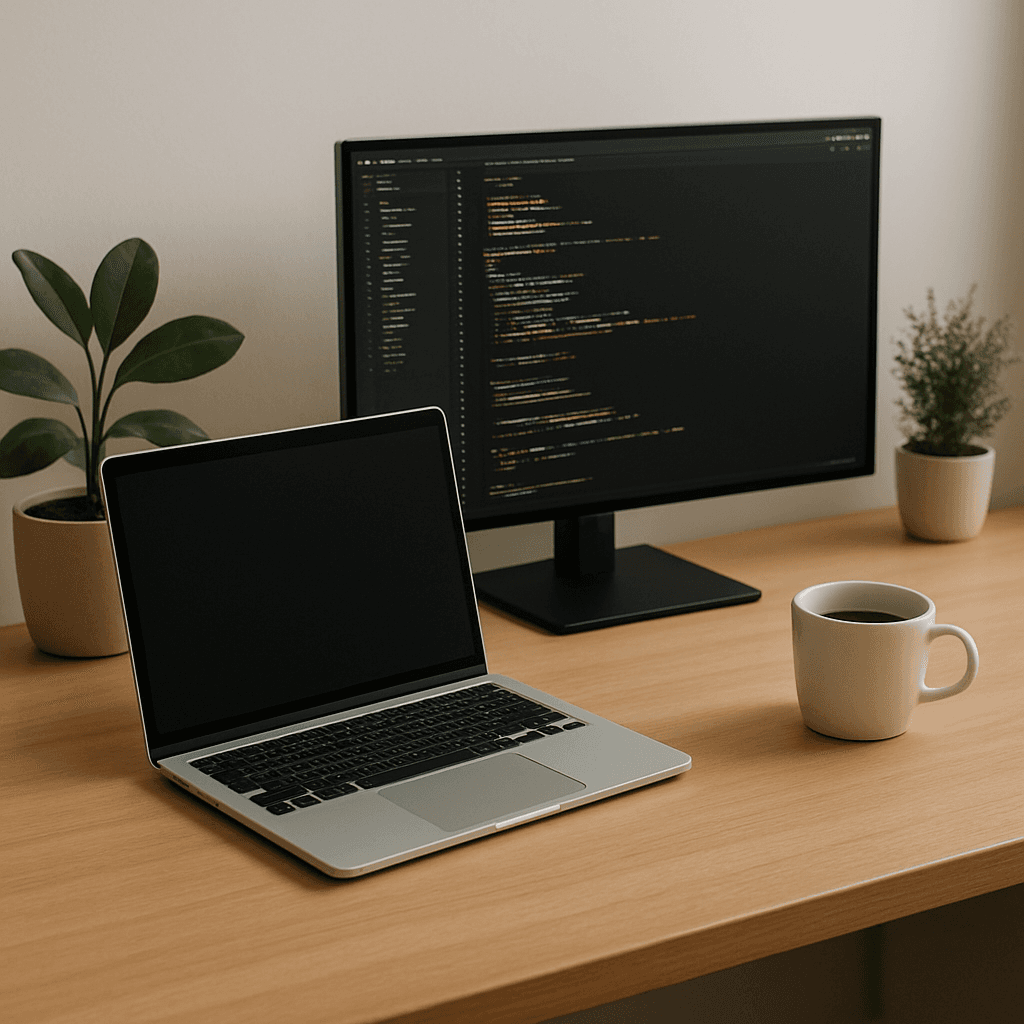 Espacio de trabajo de desarrollador con editor de código Espacio de trabajo de desarrollador con editor de código
