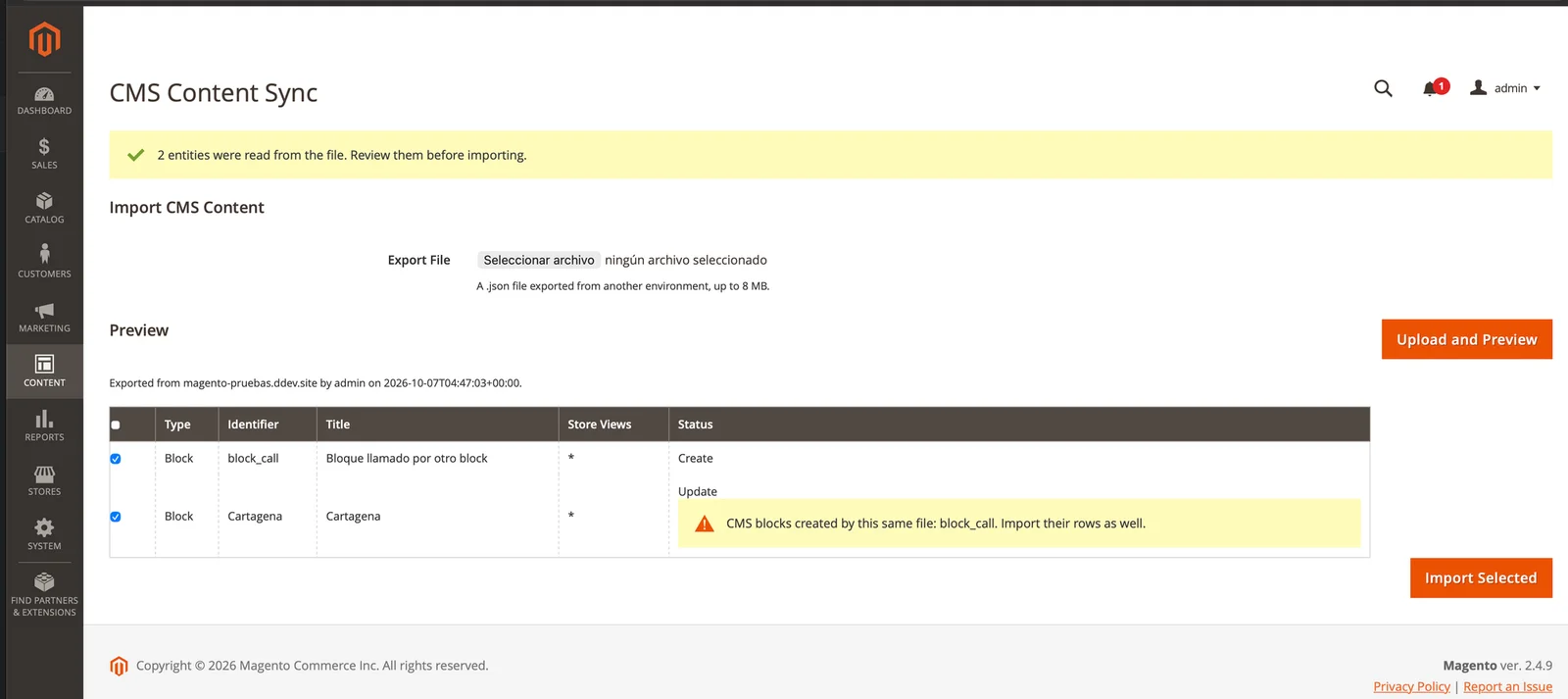 CMS Content Sync: a free Magento 2 module to export and import CMS pages and blocks CMS Content Sync: a free Magento 2 module to export and import CMS pages and blocks